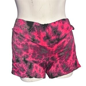 Pink and Black Tie-Dye Stretchy Booty Shorts